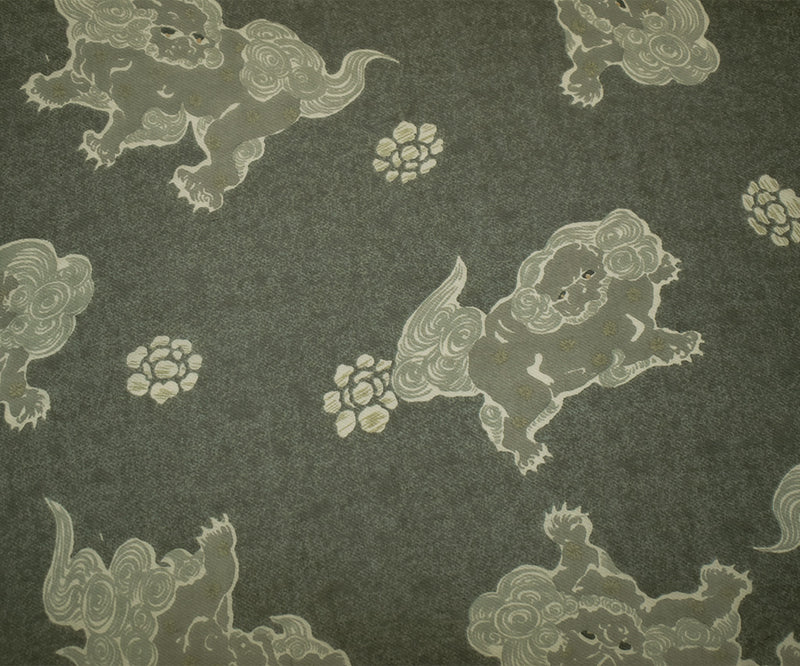 Black-Gray-Multi Silk Folklore Creature Printed Chiffon Woven Fabric