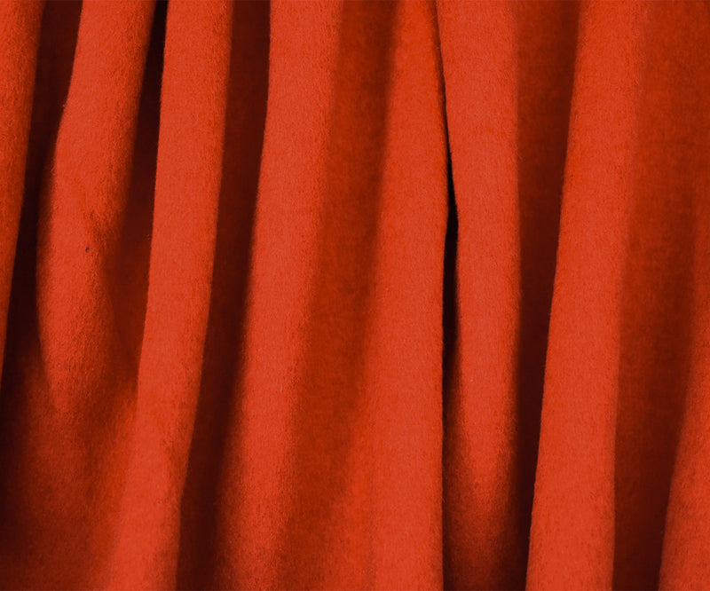 Orange Melton Wool-Poly Blend Solid Brush Double Woven Jacketing Fabric