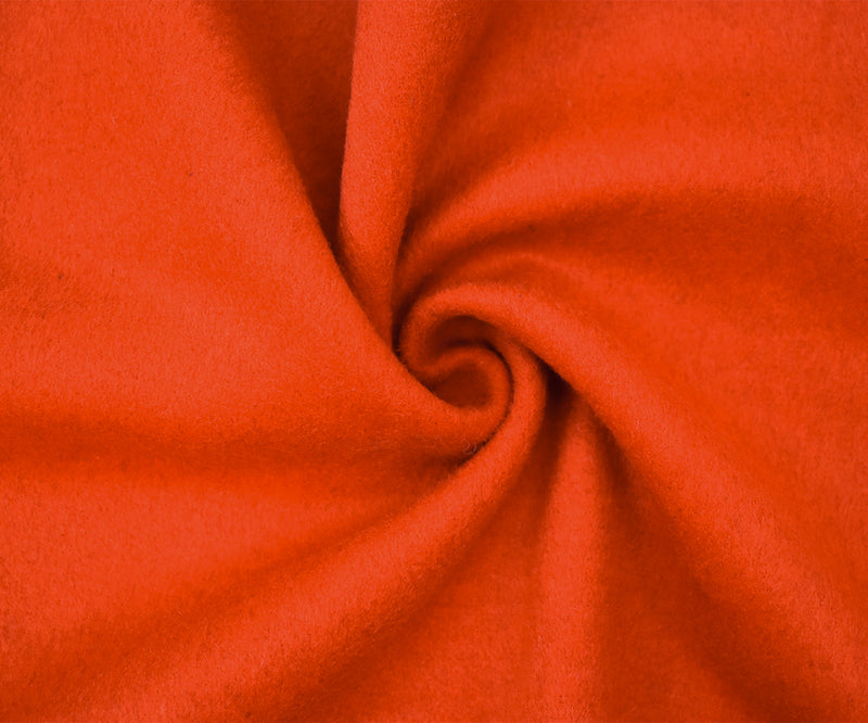 Orange Melton Wool-Poly Blend Solid Brush Double Woven Jacketing Fabric