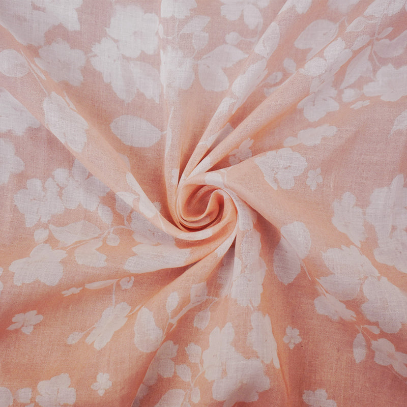 Coral Pink-White Famous Maker Cotton Floral Printed Lawn Woven Fabric