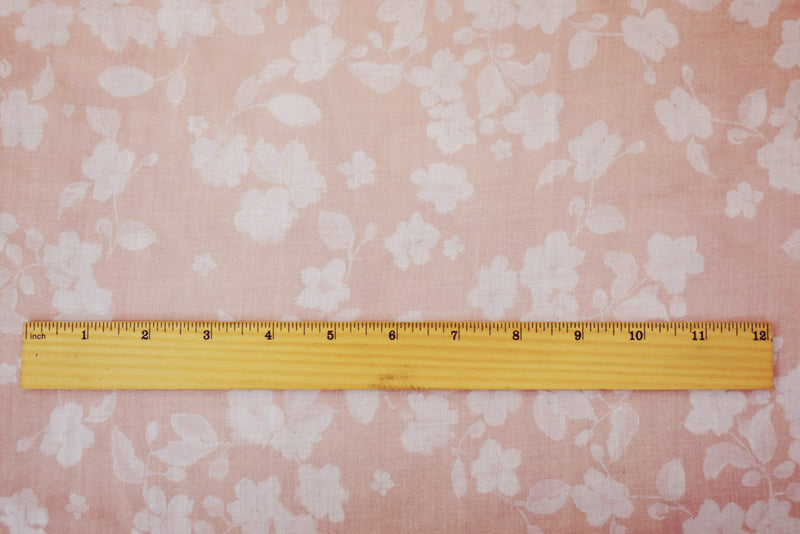 Coral Pink-White Famous Maker Cotton Floral Printed Lawn Woven Fabric
