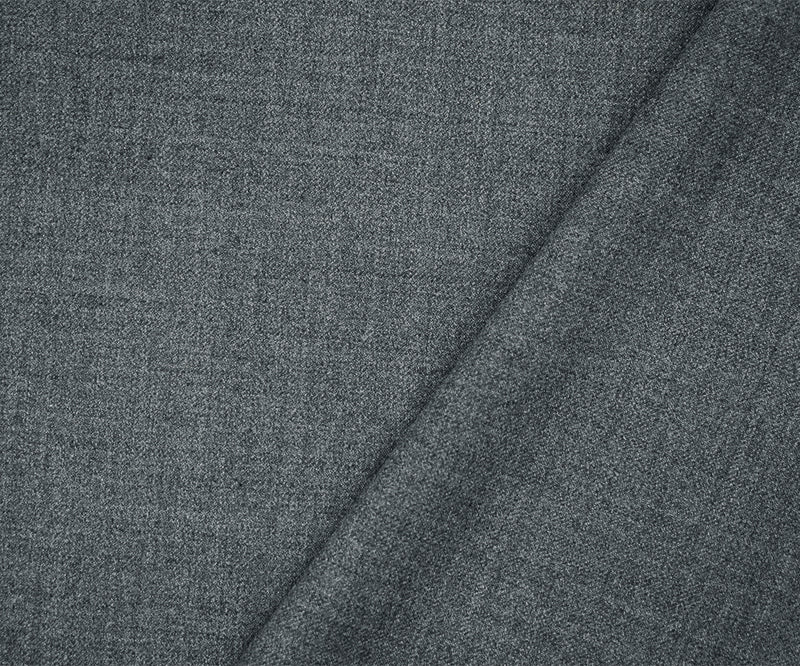 Gray Poly Wool Blend Textured Twill Shirting Fabric