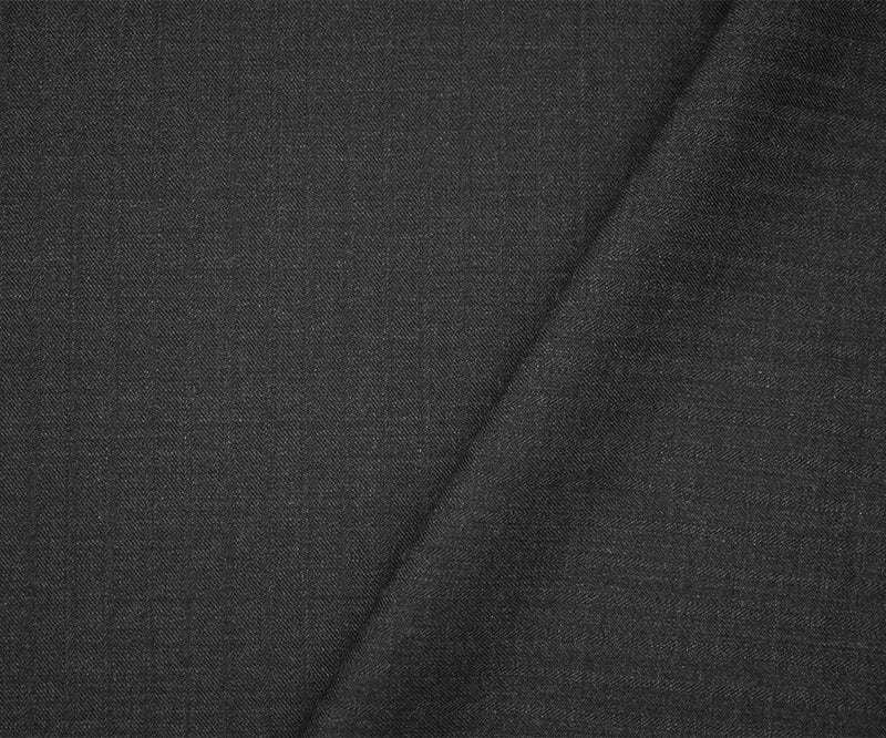Deep Gray Wool-Poly Striped Woven Irregular Herringbone Suiting Fabric