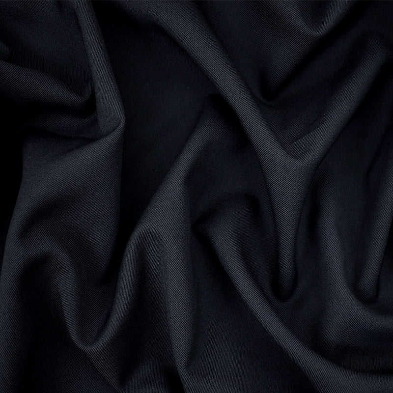 4 YD PC-Dark Navy Blue-Black Poly-Wool Solid Twill Woven Suiting Fabric