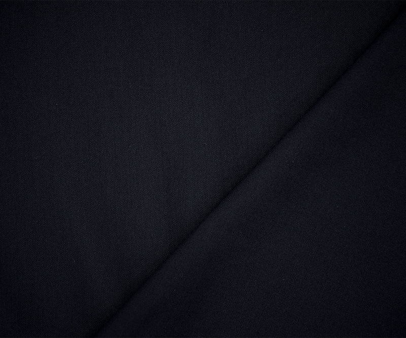 4 YD PC-Dark Navy Blue-Black Poly-Wool Solid Twill Woven Suiting Fabric