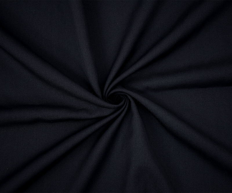 4 YD PC-Dark Navy Blue-Black Poly-Wool Solid Twill Woven Suiting Fabric