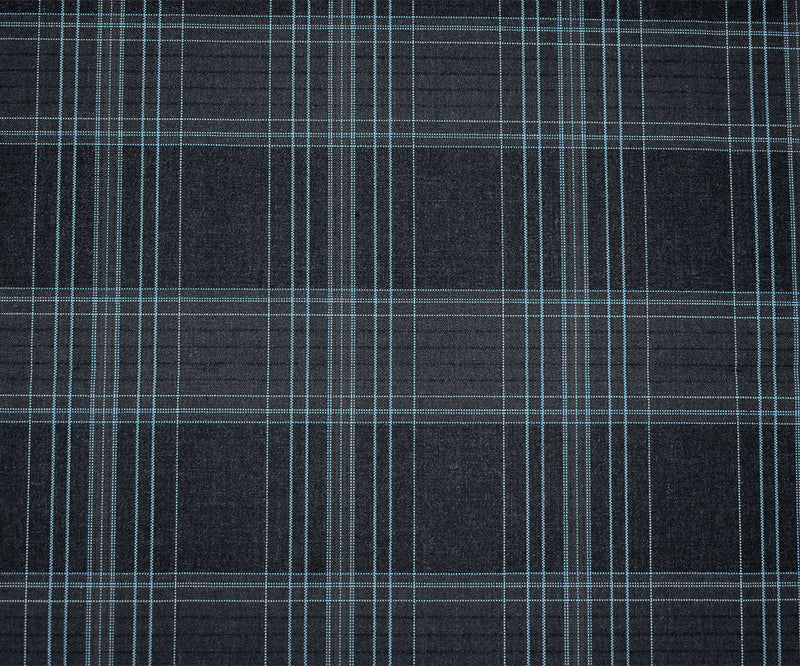 Deep Gray-Blue-Multi Plaid Poly Wool Woven Shirting Fabric