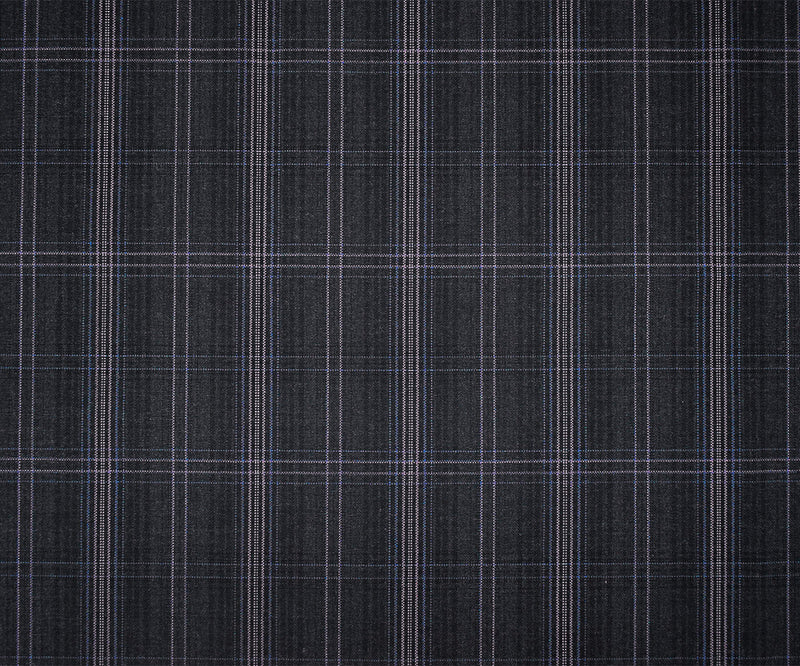 Gray-Purple-Multi Wool-Poly Plaid Woven Shirting Fabric