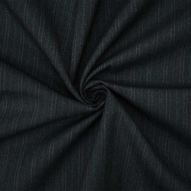 Deep Gray-Green Wool-Poly Pinstripe Woven Shirting Fabric