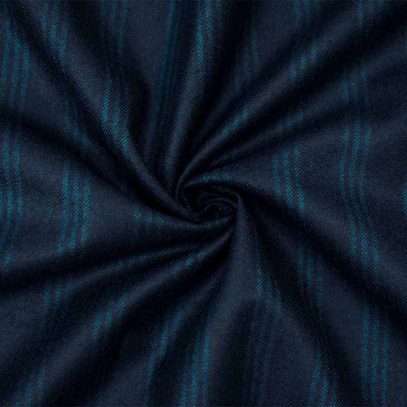 Deep Blue-Green Wool Stripe Twill Woven Suiting Fabric