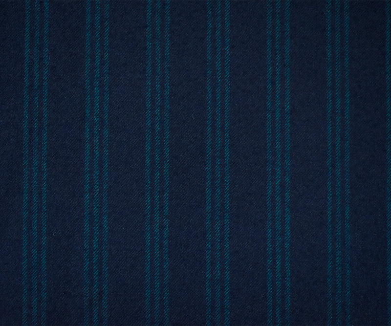 Deep Blue-Green Wool Stripe Twill Woven Suiting Fabric
