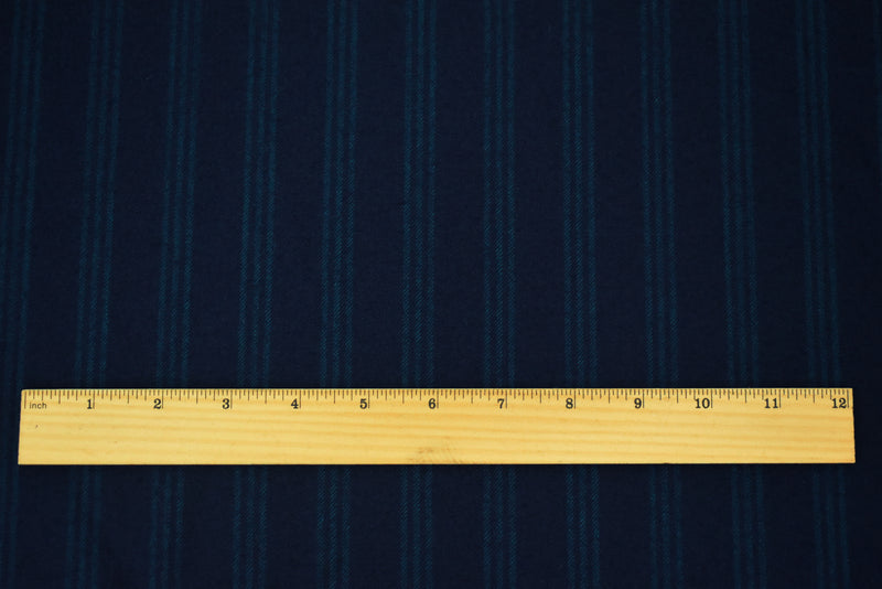 Deep Blue-Green Wool Stripe Twill Woven Suiting Fabric