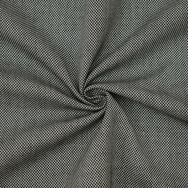Black-White Wool Poly Dobby Woven Suiting Fabric