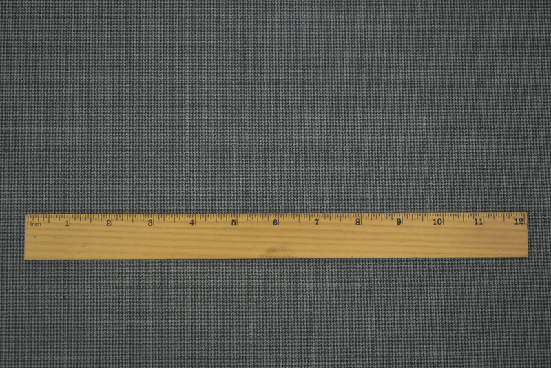 Gray-Black Poly-Wool Houndstooth Check Shirting Woven Fabric