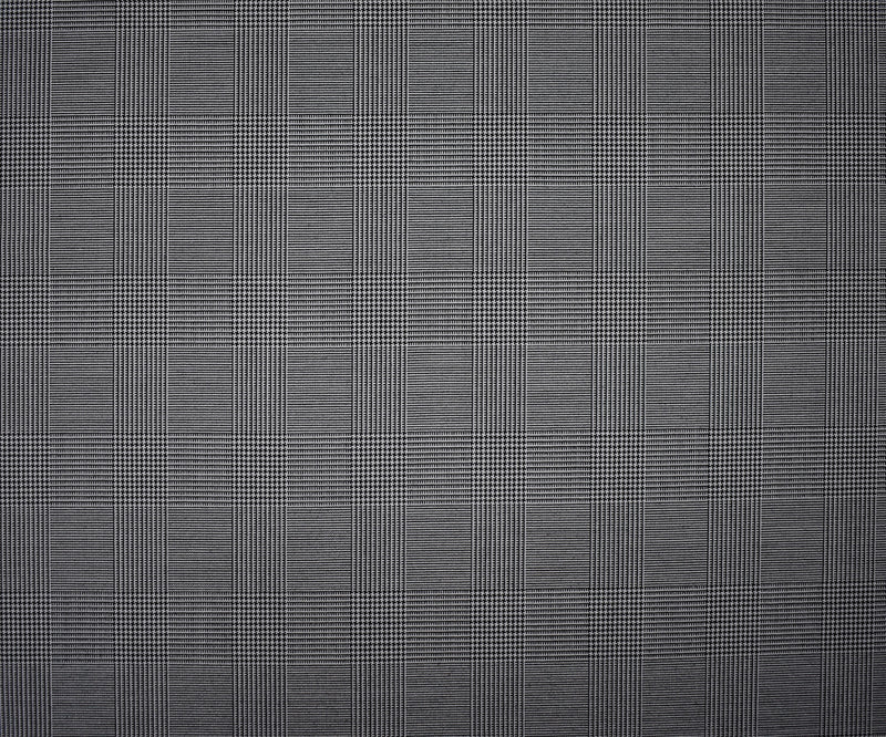 Black-Gray Wool-Poly Japanese Glen Plaid Woven Suiting Fabric