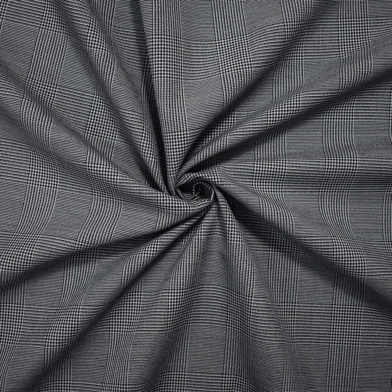 Black-Gray Wool-Poly Japanese Glen Plaid Woven Suiting Fabric