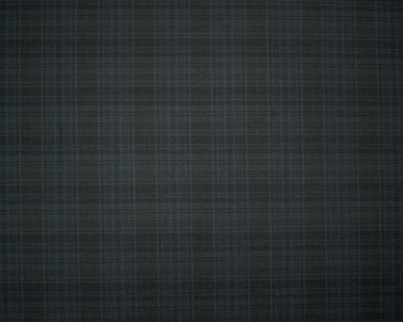 Gray-Black-Blue Tropical Wool-Poly Japanese Plaid Woven Shirting Fabric