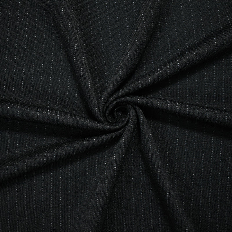 Black-Gray Poly-Rayon-Wool Japanese Vertical Striped Double Knit Fabric