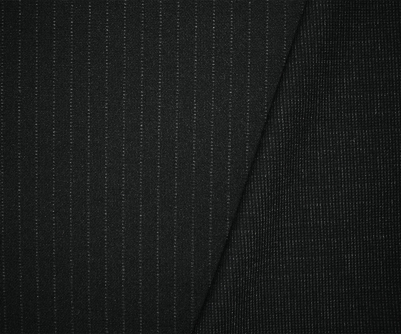 Black-Gray Poly-Rayon-Wool Japanese Vertical Striped Double Knit Fabric