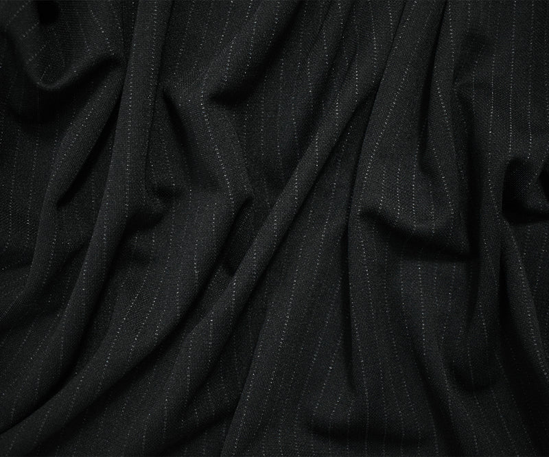 Black-Gray Poly-Rayon-Wool Japanese Vertical Striped Double Knit Fabric