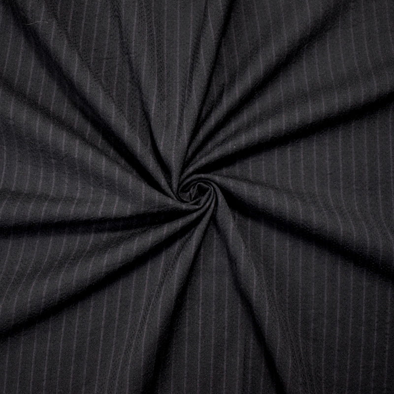 Black-Red Wool Poly Japanese Vertical Stripe Dobby Woven Shirting Fabric