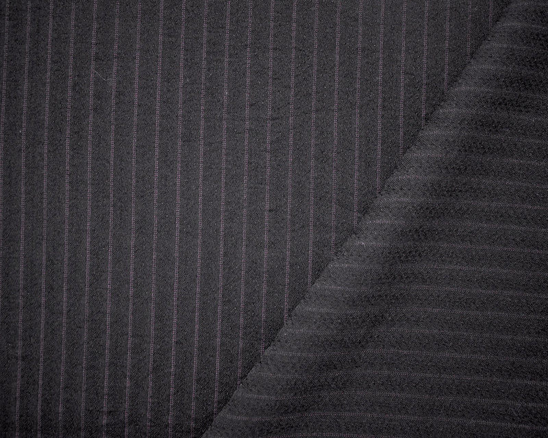 Black-Red Wool Poly Japanese Vertical Stripe Dobby Woven Shirting Fabric