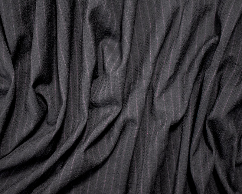 Black-Red Wool Poly Japanese Vertical Stripe Dobby Woven Shirting Fabric