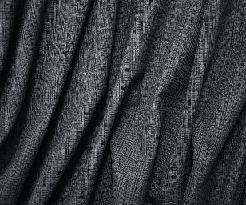 Gray-Black Poly-Wool Japanese Plaid Woven Suiting Fabric