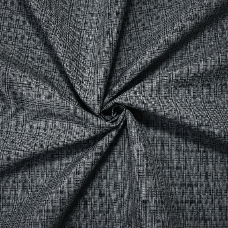 Gray-Black Poly-Wool Japanese Plaid Woven Suiting Fabric