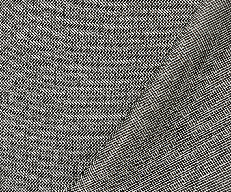 Black-White Poly-Wool Japanese Dobby Woven Suiting Fabric