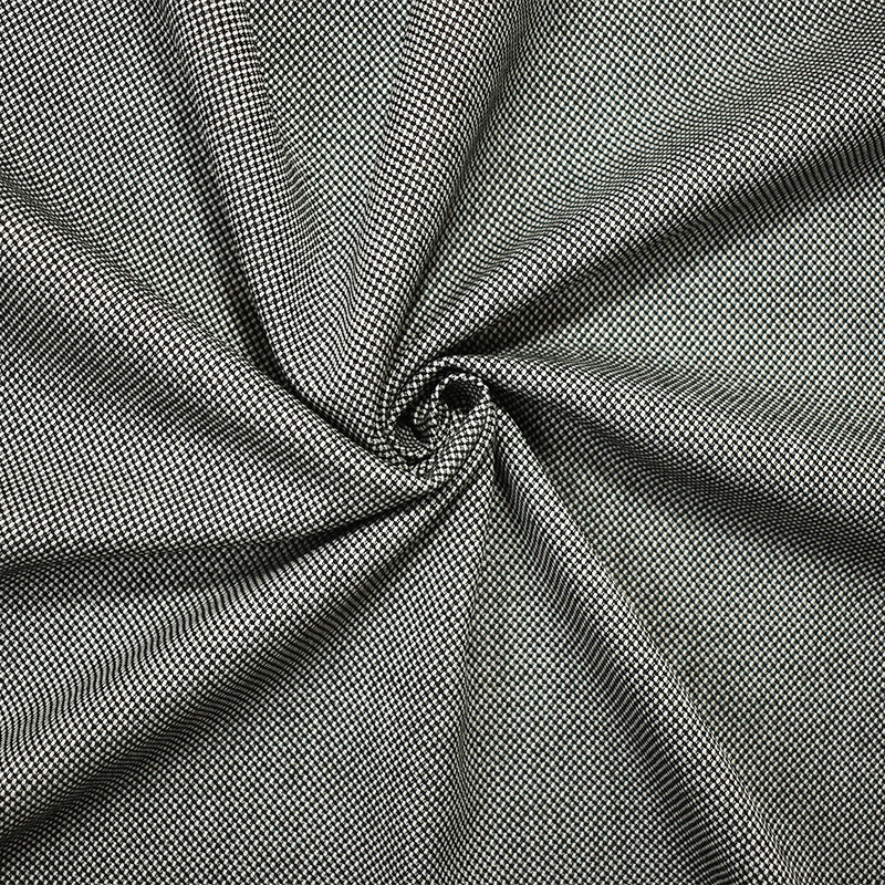 Black-White Poly-Wool Japanese Dobby Woven Suiting Fabric