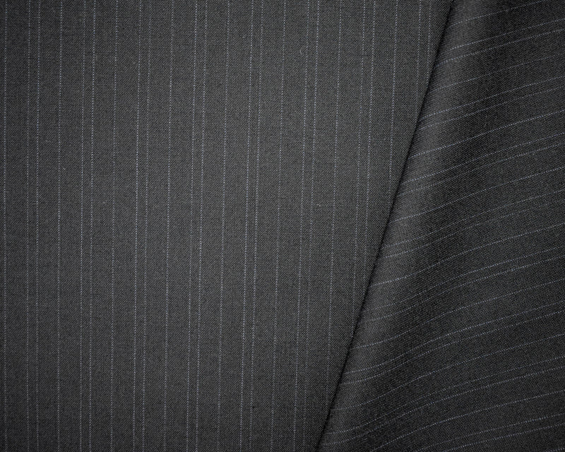 Black-Deep Blue Tropical Wool-Poly Japanese Vertical Stripe Shirting Fabric