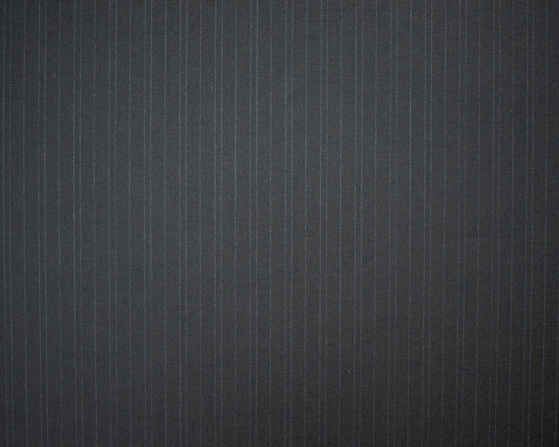 Black-Deep Blue Tropical Wool-Poly Japanese Vertical Stripe Shirting Fabric