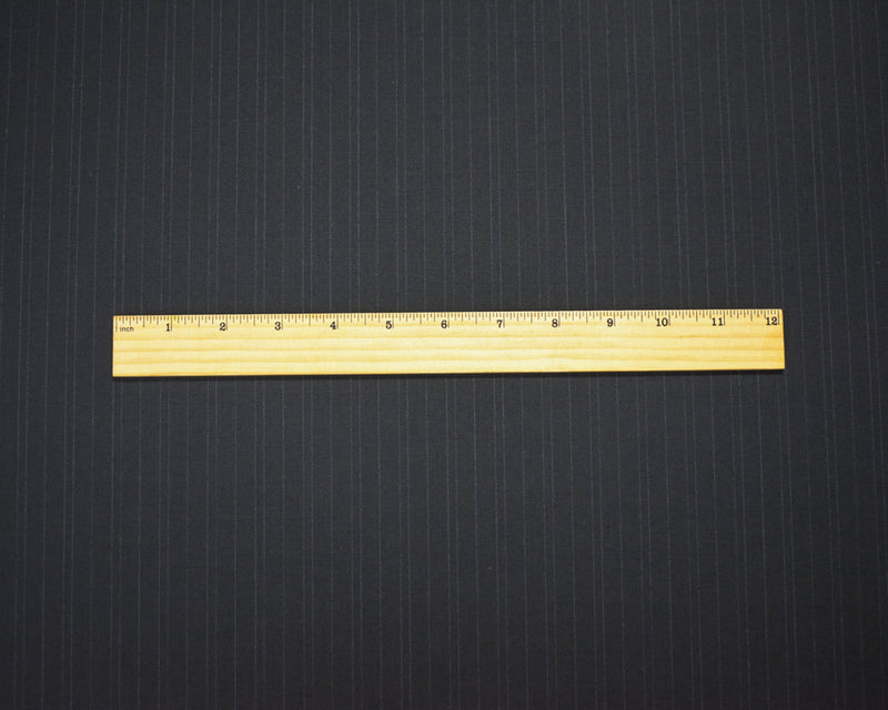 Black-Deep Blue Tropical Wool-Poly Japanese Vertical Stripe Shirting Fabric