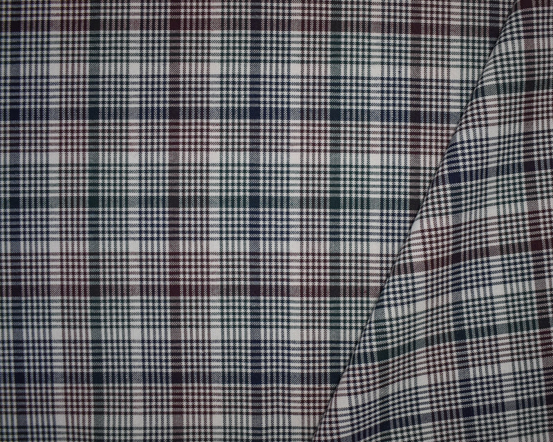 Red-Green-Multi Poly-Wool Japanese Plaid Woven Shirting Fabric
