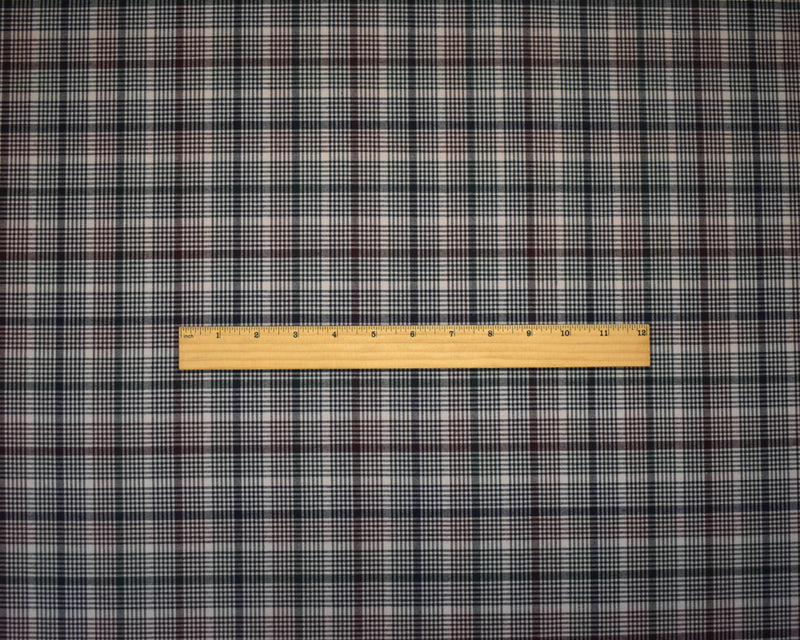 Red-Green-Multi Poly-Wool Japanese Plaid Woven Shirting Fabric