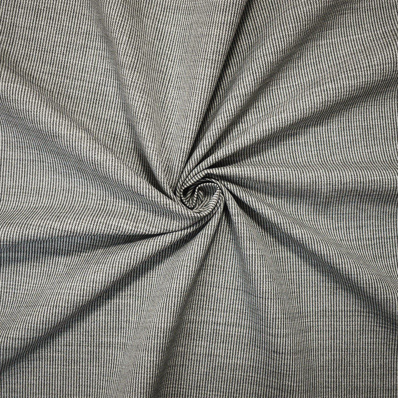 Deep Gray-White Poly-Wool Japanese Stripe Woven Fabric