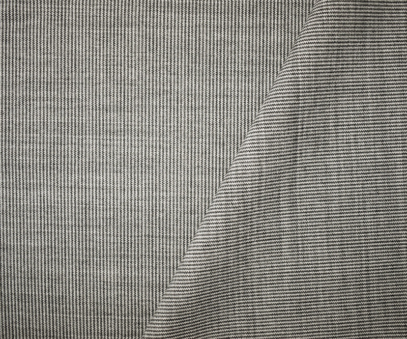 Deep Gray-White Poly-Wool Japanese Stripe Woven Fabric