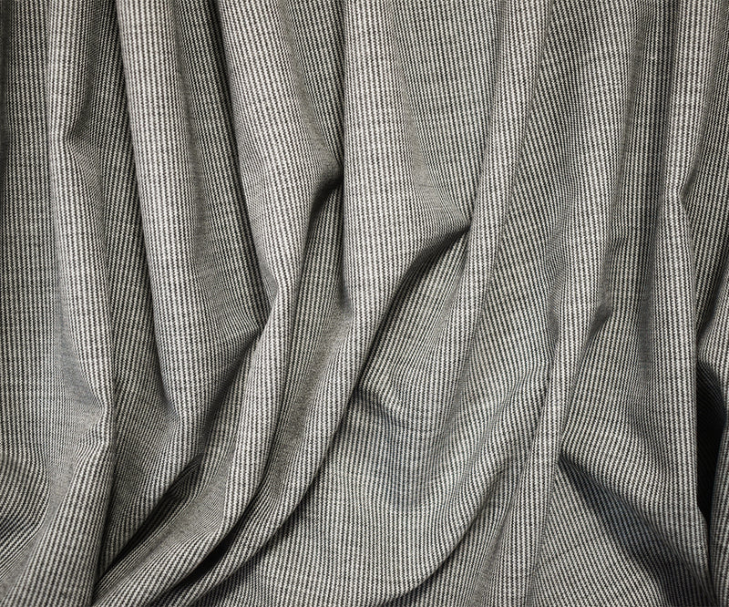 Deep Gray-White Poly-Wool Japanese Stripe Woven Fabric
