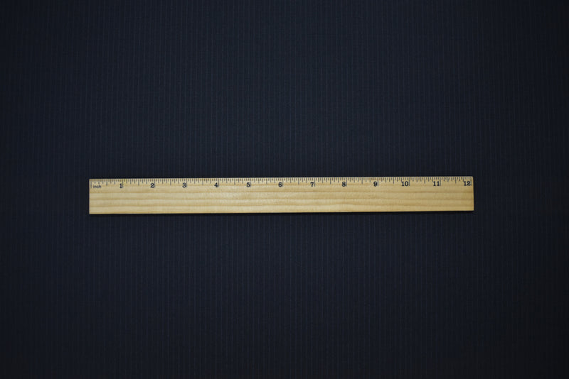 Black-Blue Wool-Polyester Japanese Vertical Stripe Shirting Woven Fabric