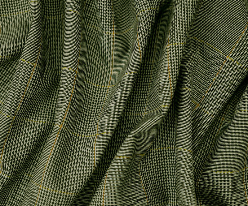 Black-Brown-Gray Poly Wool Glen Plaid Check Shirting Woven Fabric