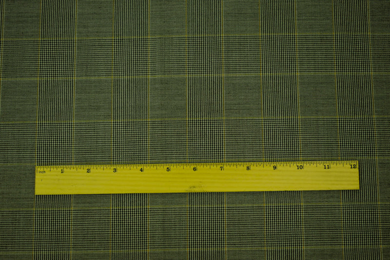 Black-Brown-Gray Poly Wool Glen Plaid Check Shirting Woven Fabric