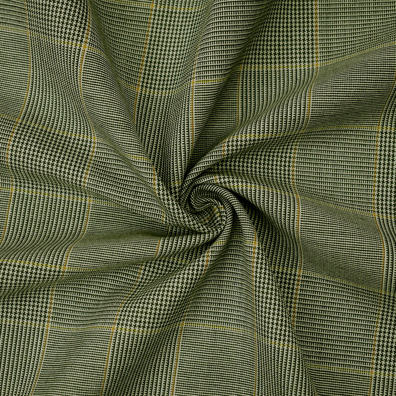 Black-Brown-Gray Poly Wool Glen Plaid Check Shirting Woven Fabric