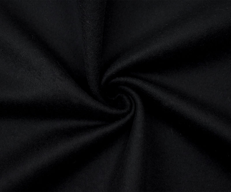 Black Wool Solid Single Sided Brushed Twill Woven Jacketing Fabric