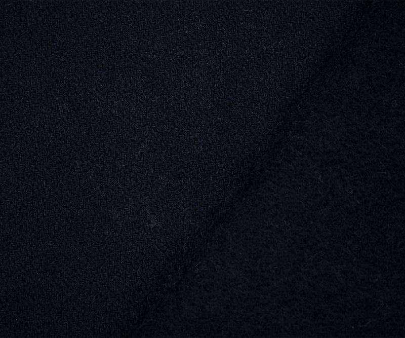 Deep Navy-Black Wool Texture Dobby Woven Single Brushed Jacketing Fabric