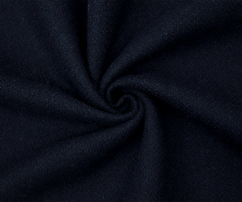 Deep Navy-Black Wool Texture Dobby Woven Single Brushed Jacketing Fabric