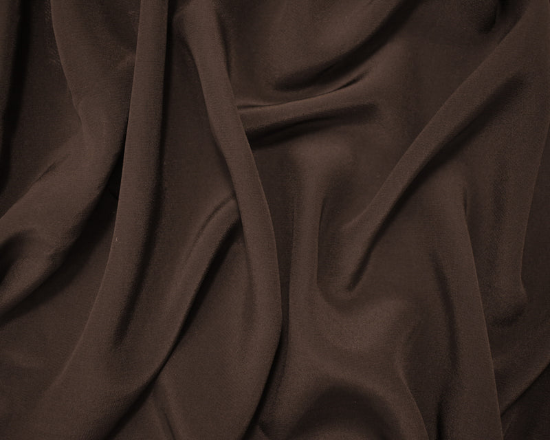 Deep Brown Silk Famous Designer Crepe De Chine Woven Fabric