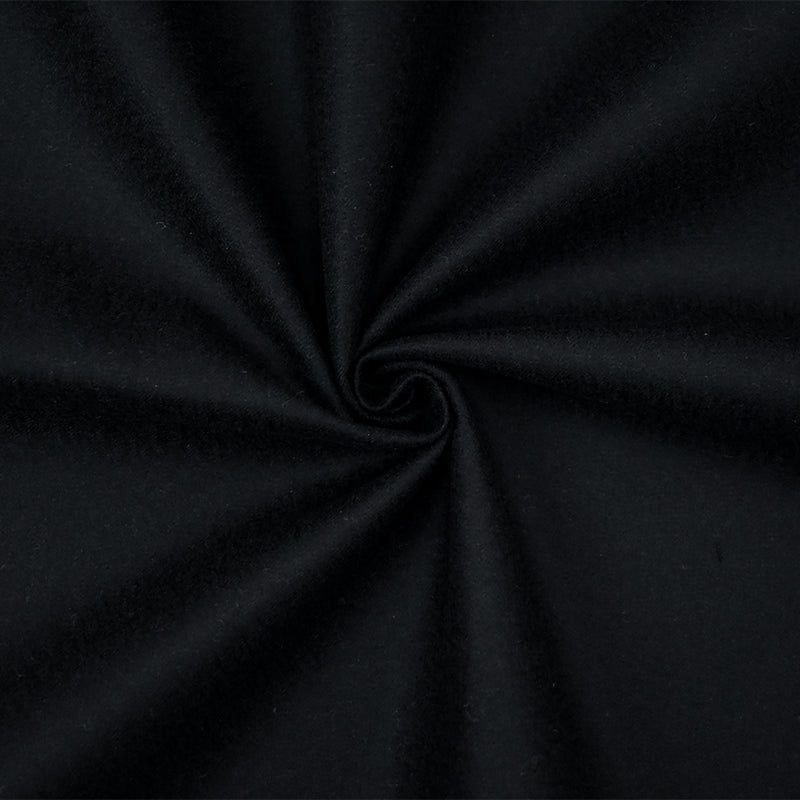 Black Melton Wool Single Sided Brushed Solid Twill Woven Jacketing Fabric