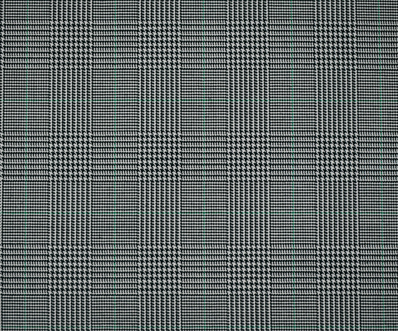 Black-Gray-Green Wool-Polyester Plaid Woven Suiting Fabric