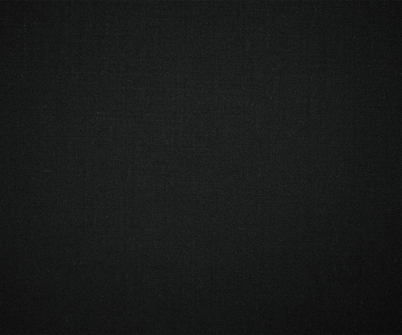 Black Wool-Polyester Black Solid Twill Woven Suiting Fabric